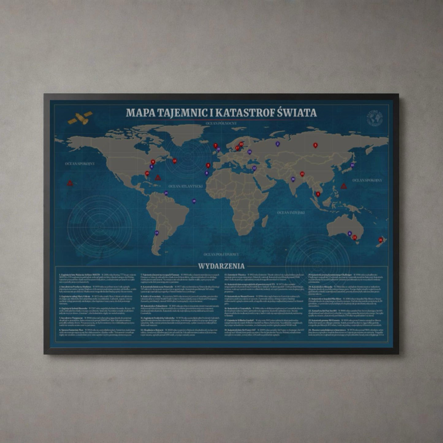 MAPA KATASTROF I TAJEMNIC ŚWIATA - Plakat A1